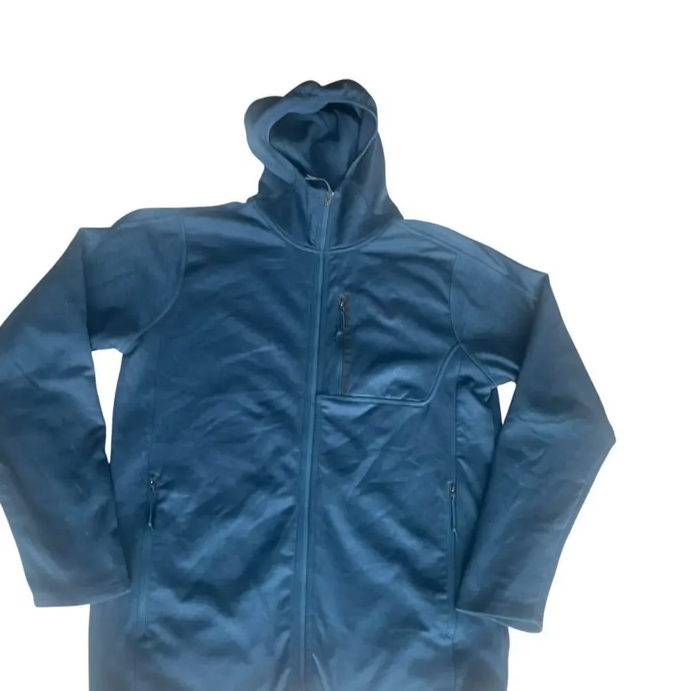 The North Face Men's Blue Full-Zip Lightweight Fleece Hooded Jacket